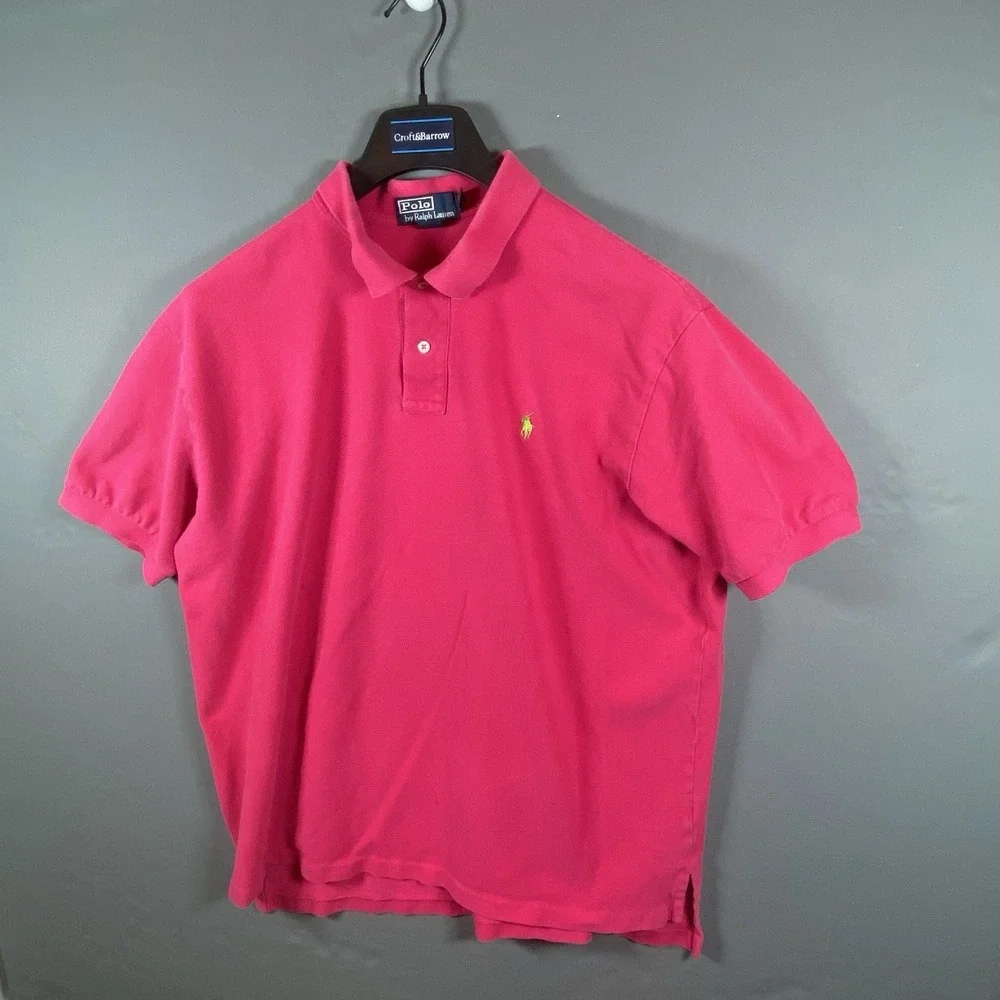 Vintage Polo Ralph Lauren Men's XXL Hot Pink‎ Casual Short Sleeve Polo Shirt